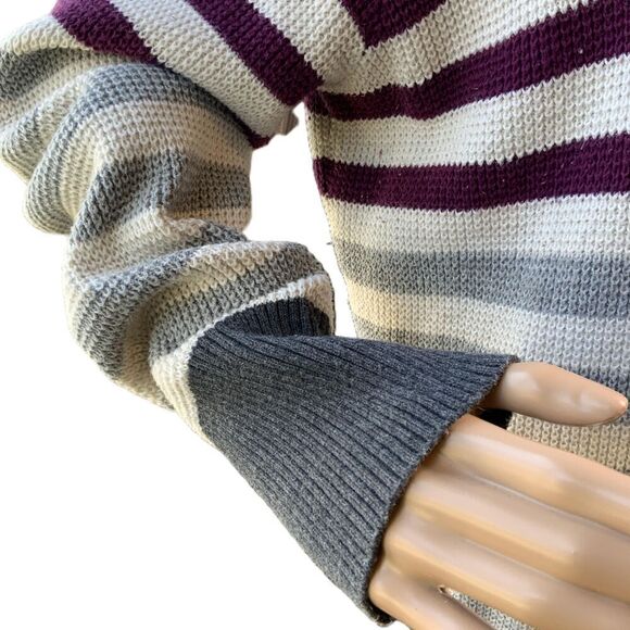 Eddie Bauer Gray Red Striped Highneck Pullover Button Academia Sweater Size XL - Picture 6 of 15